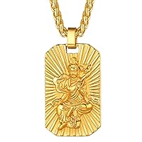 FaithHeart Zodiac Bodhisattva Amulet Necklace, 18K Gold Plated Buddha Pendant Talisman with 24 Inches Chain Customizable Buddhism Protection Medal