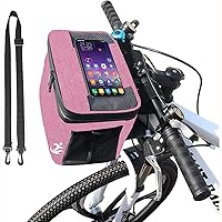 Bicycle Handlebar Bag, Touchable Transparent Bicycle Phone Holder, Waterproof Bicycle Front Frame Bag with Mesh Pocket, Cold and Warm Insulation for Outdoor Cycling