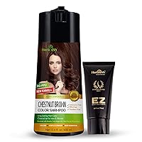 Herbishh Hair Color Shampoo for Gray Hair Chestnut Brown 400 Ml + Hair Color Cream for Gray Hair Coverage