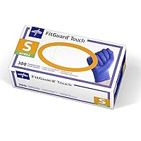 Medline FitGuard Touch Nitrile Exam Gloves, Disposable, Powder-Free, Cobalt Blue, Small, Box of 300