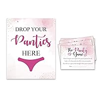 Bridal Shower Game 1 Sign + 30 Size Cards White Watercolor Splash Girls Night Out Bachelorette Party Drop Your Panties Game