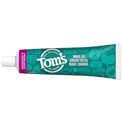 Tom's of Maine Fluoride-Free Antiplaque & Whitening Natural Toothpaste, Peppermint, 5.5 oz. 2-Pack
