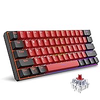Snpurdiri 60% Wired Mechanical Keyboard, Mini Gaming Keyboard with 61 Red Switch Keys, for PC, Windows XP, Win 7, Win 10 (Black-Red, Red Switches)