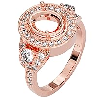 PEORA 14K Gold G-H/VS Lab Grown Diamond Semi Mount Ring Setting, Fits 9x7mm Oval Stone, 0.75 Carat total, Sizes 4 to 10