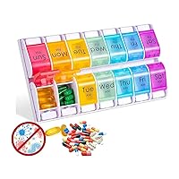 Pill Dispenser Pill Holder, Am/Pm Weekly Pill Organizer Travel, BPA Free Day Night Pill Carrier for Daily Home Outdoors (Size : 14 grids)