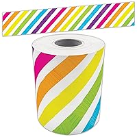 Teacher Created Resources Brights 4Ever Stripes Straight Rolled Border Trim - 50ft - Decorate Bulletin Boards, Walls, Desks, Windows, Doors, Lockers, Schools, Classrooms, Homeschool & Offices