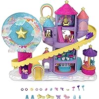 Polly Pocket Dolls & Playset, Rainbow Funland Theme Park with 2 Unicorns, Polly & Shani Dolls, 25 Surprise Accessories