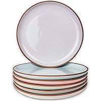 Mora Ceramic Plates Set, 7.8 in - Set of 6 - The Dessert, Salad, Appetizer, Small Dinner etc Plate. Microwave, Oven, and Dishwasher Safe, Scratch Resistant. Kitchen Porcelain Dish - Assorted Colors