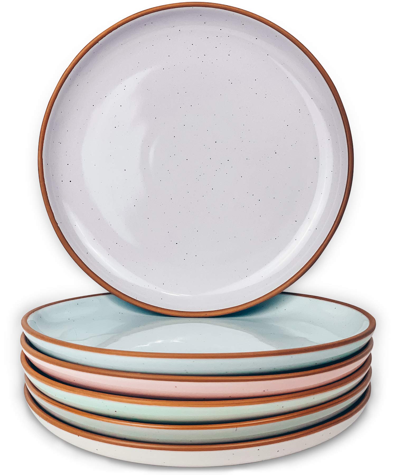 Mora Ceramic Plates Set, 7.8 in - Set of 6 - The Dessert, Salad, Appetizer, Small Dinner etc Plate. Microwave, Oven, and Dishwasher Safe, Scratch R...