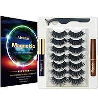 Magnetic Eyelashes with Eyeliner, Most Natural Looking Magnetic Lashes Kit with Applicator, Upgraded Strongest Waterproof Liquid Liner,Long Lasting,Reusable, Easy to Apply,（1 black+1brown)