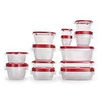 Rubbermaid TakeAlongs Food Storage Containers, Set of 26, Red