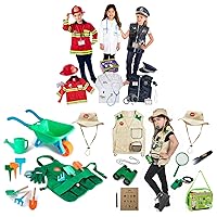 Born Toys Premium Fireman, Police & Doctor Set, Premium Outdoor Explorer Kit and Kids Gardening Tool Set for Boys & Girls, Dress up & Pretend Play