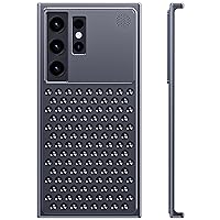 Case for Samsung Galaxy S24 Ultra/S24 Plus/S24 Aluminum Metal Ultra-Thin Frameless Case Honeycomb Heat Sink Aromatherapy Phone Case (Black,S24 Plus)