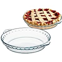 Glass Pie Plate Clear Pie Baking Pan for 2-3 People, 27oz Small Pie Pan with Handles Glass Pie Dish for Baking, 8.5 Inch 2 Pack
