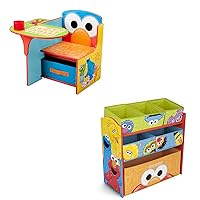 Chair Desk with Storage Bin + Design and Store 6 Bin Toy Storage Organizer, Sesame Street (Bundle)