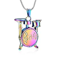 Unique Drum Set Music Charm Necklace Urn Pet/Human Cremation Pendant Necklace Jewelry for Ashes Cremation Jewelry