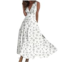 Maxi Dresses for Women Ultra Sailor Collar Neck Retro Bubble Sleeve Belted Ruffle Flowy Pleated Tiered Sundress