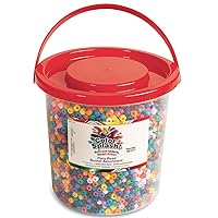 S&S Worldwide Color Splash! Pony Bead Bucket, 4 lbs - Over 6,500 Beads! Assorted Bright Plastic Beads in Portable, Stackable, Storable Bucket! For Kids, Camp, School, Groups, 6mm x 9mm w/3.5mm hole