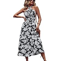 Women's Summer Elegant Casual Floral Dresses Sexy Suspender Backless Slim Party Prom Boho Beach Maxi Sundress