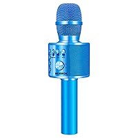 BONAOK Wireless Bluetooth Karaoke Microphone, 3-in-1 Portable Handheld Mic Speaker for All Smartphones,Gifts for Boys Kids Adults All Age Q37(Blue)