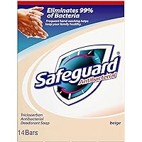 Safeguard 14 Bars 4oz (113g) Each Beige Washes Away Bacteria Antibacterial Soap Bar