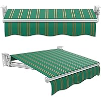 Retractable Awning Fabric Replacement Outdoor Sunshade Canopy Awning Cover Garden Awning Replacement Fabric Top Cover with Front Valance Waterproof Uv Protection(Size:8x7ft,Color:Green)