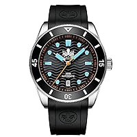 PHOIBOS Automatic Men's Diving Watch up to 300 m with Wave Pattern Dial and Rubber Strap Wave Master PY010R
