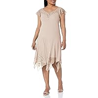 J Kara Women's Plus Size Petite Flutter Sleeve Hanky Hem Short Cocktail Beaded Dress