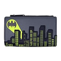 Loungefly x Batman Bat-Signal Gotham City Skyline Flap Wallet (Grey Multi, One Size)