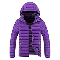 Mens Winter Down Jacket Lightweight Thicken Warm Coats with Detachable Hood Outdoor Padded Outerwear