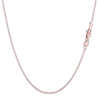 Jewelry Affairs 14k Rose Solid Gold Mirror Box Chain Necklace, 0.6mm