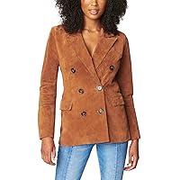 [BLANKNYC] womens Real Suede Double Breasted With Front Button Closure Blazer, Sweater Weather, Large US
