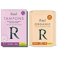 Rael Period Bundle - BPA-Free Slim Applicator Tampon (Regular & Super, 40 Count) & Organic Cotton Cover Regular Liners (44 Count)