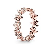 Pandora Daisy Flower Ring - Rose Gold Ring for Women - Gift for Her - 14k Rose Gold-Plated Rose with Cubic Zirconia