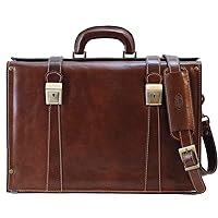 Floto Trastevere Brief, Leather Laptop Briefcase in Vecchio Brown