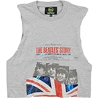 Beatles Story Ladies Cropped Vest Sleeveless Shirt, Grey