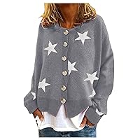Women Warm Fashion Sweater Cardigans Printing Long Sleeve O-Neck Sweaters Cropped Button and Striped Sweater Coat