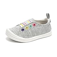FUNKYMONEY Girls Canvas Sneakers Lace up Lightweight Casual School Shoes for Toddler/Little Kids
