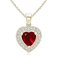 925 Starling Silver Ruby Heart Shape Pendant With 18
