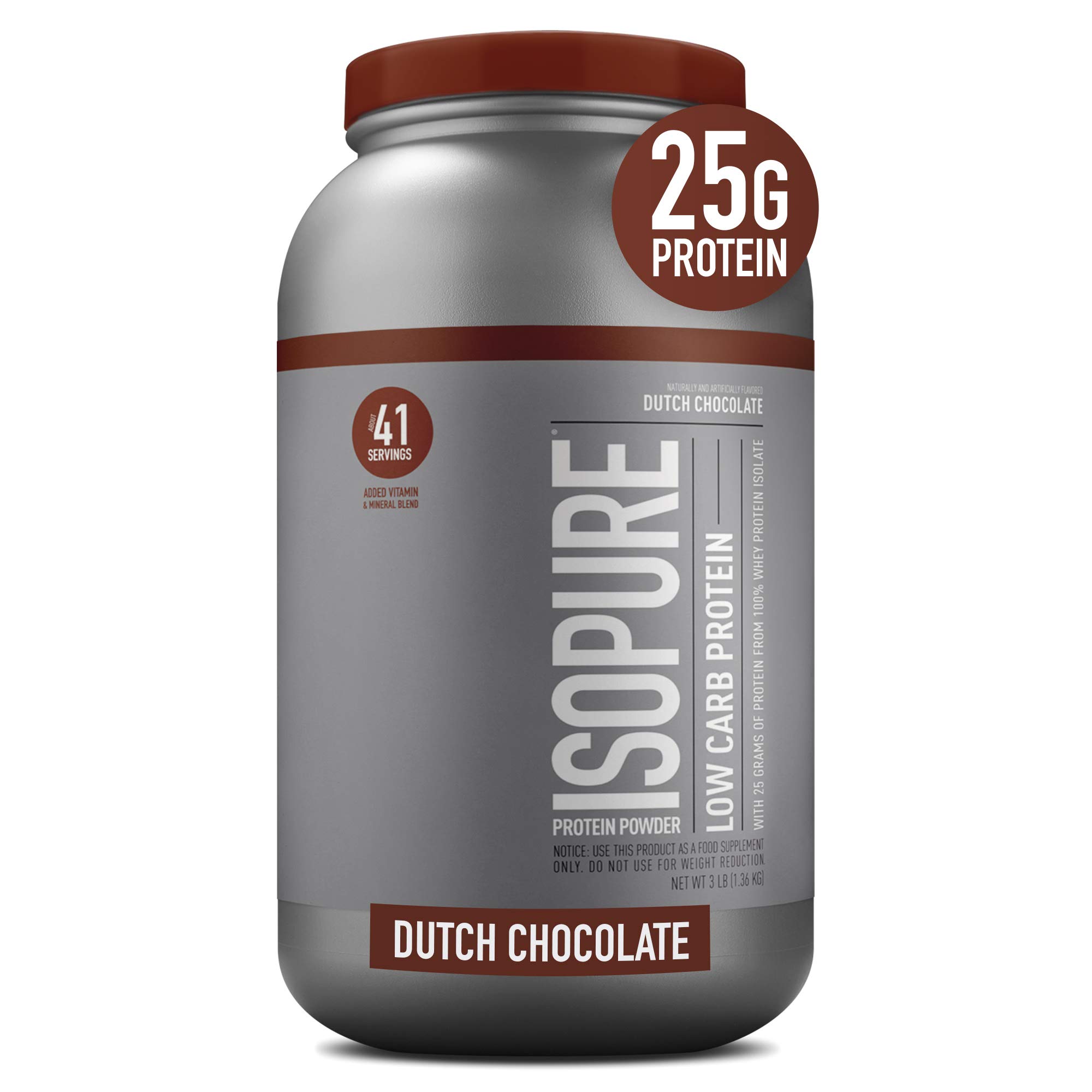 Isopure Dutch Chocolate Whey Isolate Protein Powder with Vitamin C, 3 Pounds & PBfit All-Natural Peanut Butter Powder, 8g of Protein, 30 Ounce