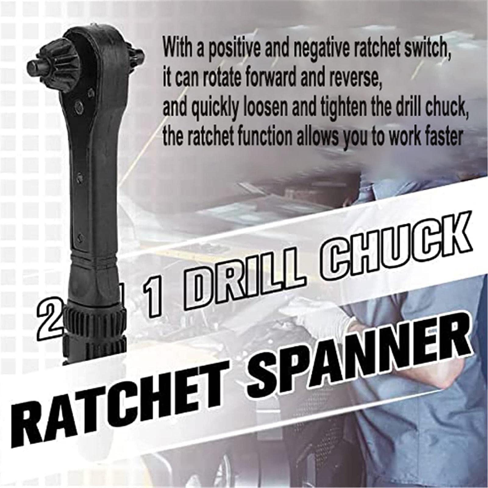 Drill Press Chuck - 2 in 1 Drill Chuck Ratchet Spanner, Dual Use Drill Chuck Wrench Electric Drill Clamp Tool, Multi Universal Power and Hammer Drill Wrench for Electric Tools Gratefulfor