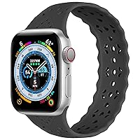 Silicone Solo Loop Sport Bands Compatible with Apple Watch Band 41mm 40mm 38mm 49mm 45mm 44mm 42mm iWatch Ultra Series 8 7 SE 6 5 4 3 2 1 for women men, Workout Soft Stretchy Breathable Solace Cute Lace Strap