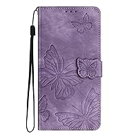 Case Galaxy S21 5G Wallet Cover Compatible with Samsung Galaxy S21 5G, Elegant Embossed PU Leather Folio Shell Card Holder Magnetic Folding Flip Case for Women (Purple)