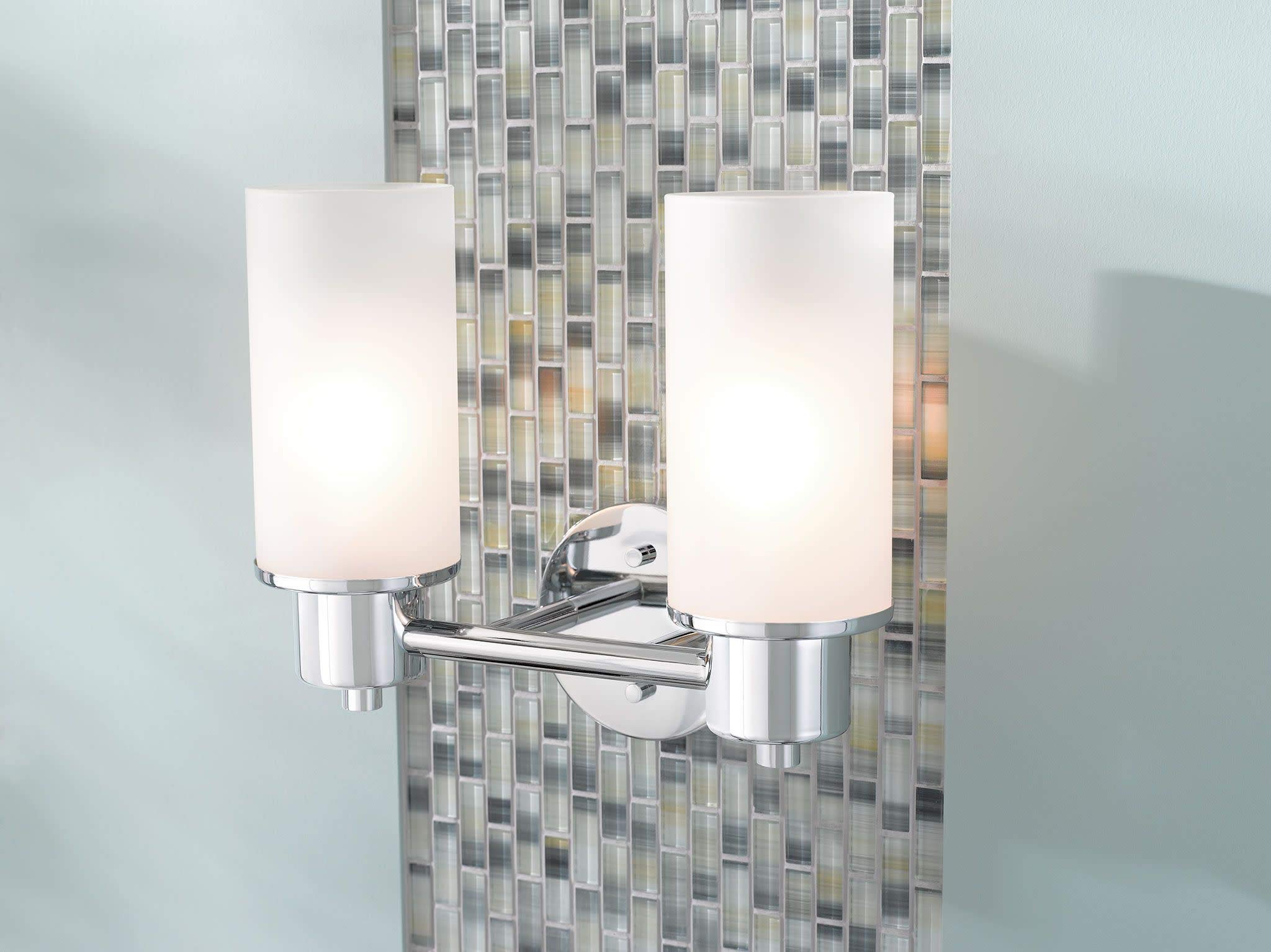 Moen DN0762BN Iso 2-Light Dual-Mount Bath Bathroom Vanity Fixture with Frosted Glass, Brushed Nickel