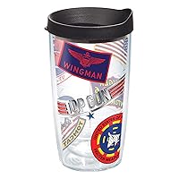 Tervis Top Gun Maverick Patch Collage Made in USA Double Walled Insulated Tumbler Travel Cup Keeps Drinks Cold & Hot, 16oz, Classic
