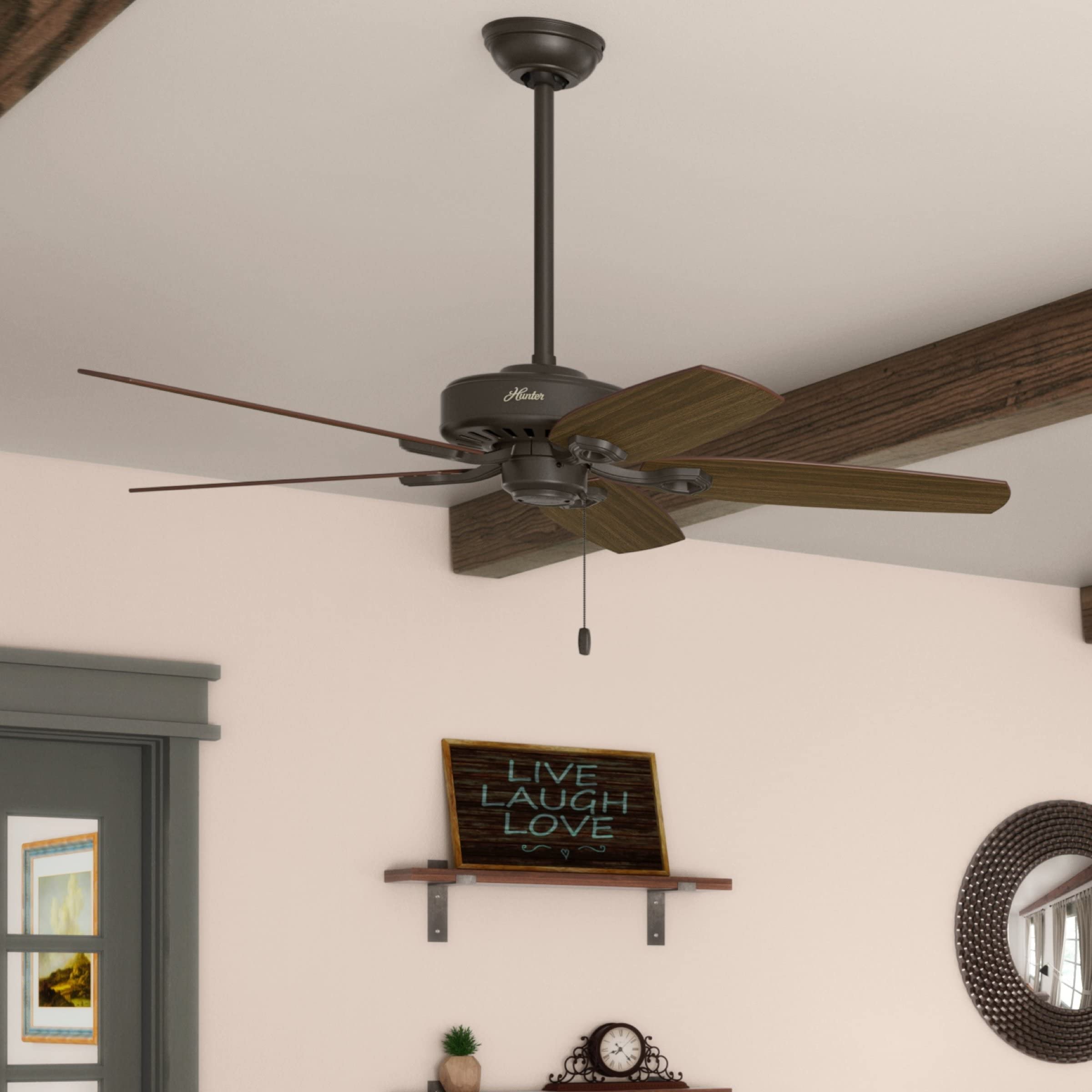 Hunter Fan Builder Elite Indoor Ceiling Fan with Pull Chain Control, Metal, New Bronze Finish, 52 Inch