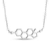 925 Sterling Silver Necklace Estrogen Molecule Female Sex Hormone Chemical Structure Charm Pendant Jump Ring Necklace .This 925 Silver Necklace is the Perfect Holiday Gift Jewelry Gift