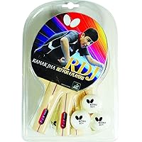 Butterfly RDJ2 2 Player Ping Pong Paddle Set – Includes 2 Ping Pong Rackets and 3 Ping Pong Balls – Ping Pong Paddle Set of 2 – Ping Pong Paddles and Balls – Table Tennis Paddle Set