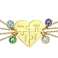 Yin Yang Pendant Friendship Necklaces For Men Women, Stainless Steel Customized Puzzle Heart Matching Necklace for 2/3/4/5/6