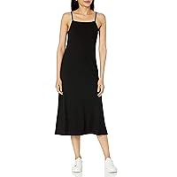 The Drop Women's Leslie Side Slit Strappy Square-Neck Loose-fit Rib Knit Midi Dress